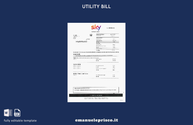 stile verificato Modello di bolletta delle utenze Sky del Regno Unito